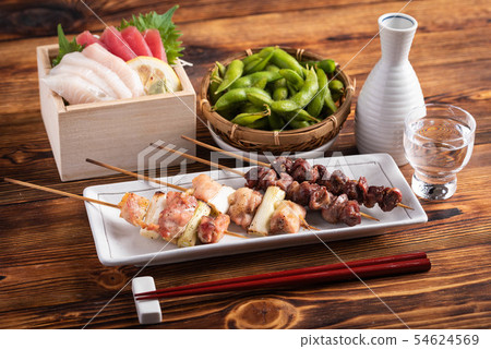 japanese popular izakaya food and sake, edamame, 54624569
