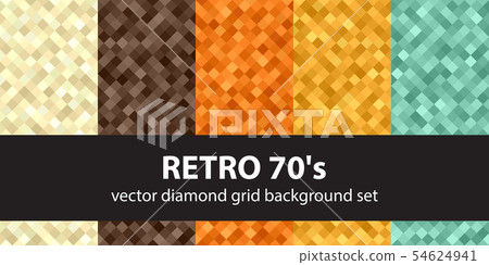 Diamond pattern set Retro 70s. Vector seamless 54624941