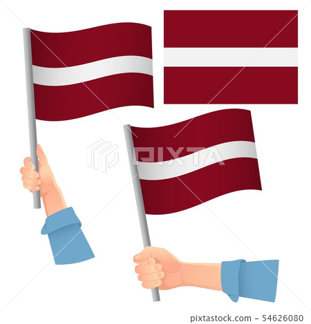 latvia flag in hand set latvia flag in hand set 54626080