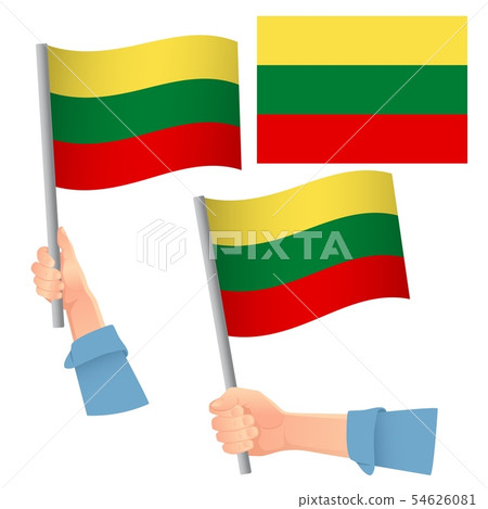 lithuania flag in hand set 54626081