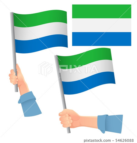 sierra leone flag in hand set 54626088