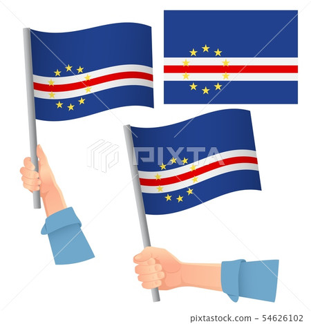 Cape Verde flag in hand set 54626102