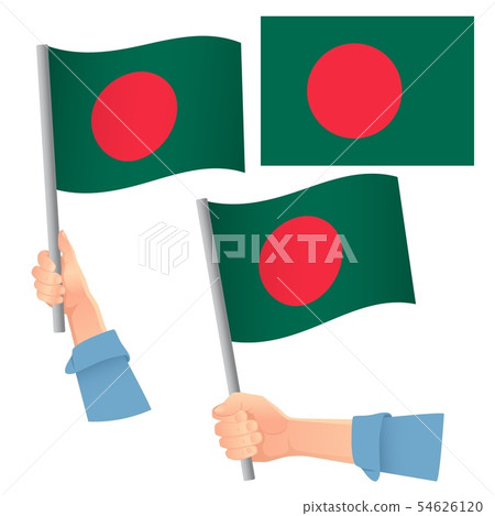 Bangladesh flag in hand set Bangladesh flag in hand set 54626120