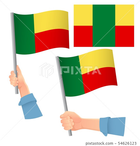 Benin flag in hand set Benin flag in hand set 54626123