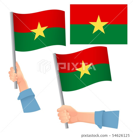 Burkina Faso flag in hand set 54626125