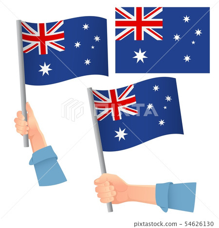 Australia flag in hand set 54626130