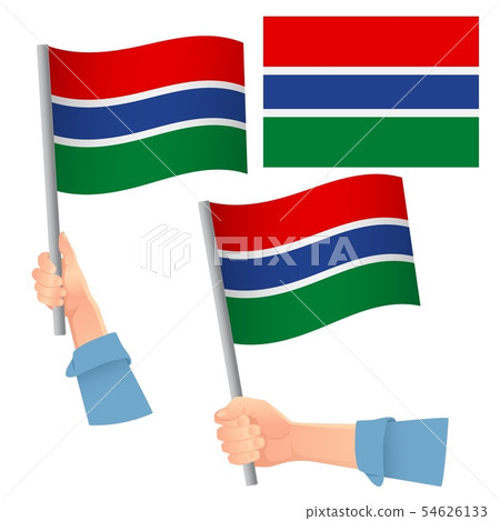 Gambia flag in hand set 54626133