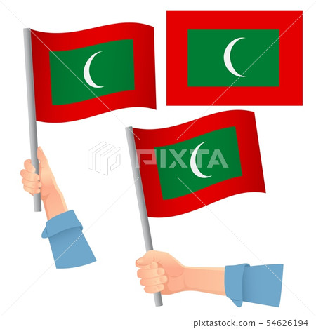 Maldives flag in hand set Maldives flag in hand set 54626194