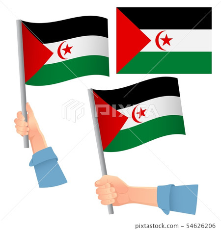 Sahrawi Arab Democratic Republic flag in hand set 54626206