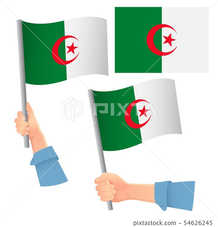 algeria flag in hand set 54626245