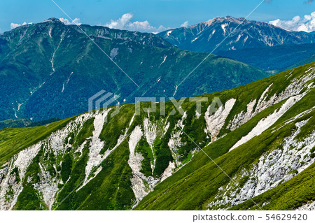Goro-Dake Kurobe和Yakushi-dake從北阿爾卑斯山看到，Mt。 54629420