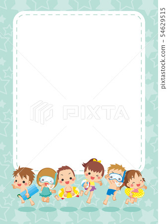 Kids jumping in swimwear [Frame] [Vertical] 54629515