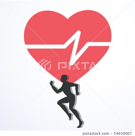 running and red heat with line icon run for health 54630067