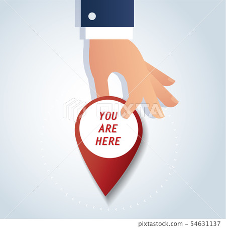 hand holding pin icon, red locatin icon vector 54631137