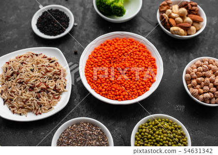 Healthy vegan food on a concrete background  54631342