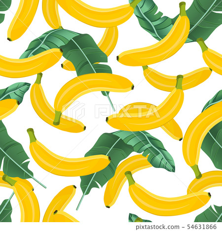 Banana seamless pattern with banana leaves on 54631866