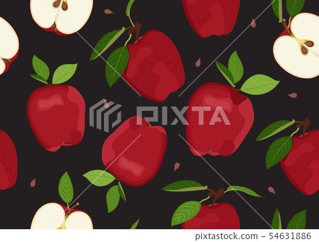 Apple seamless pattern and slice with seed on 54631886