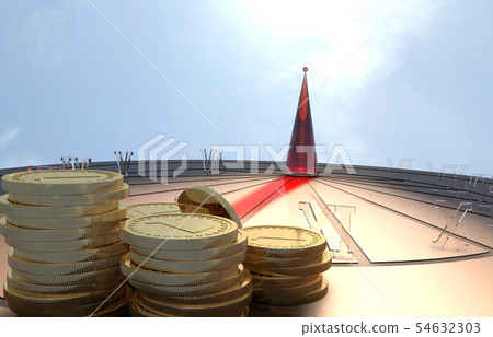 Time is money. Sundial. 3D illustration Time is money. Sundial. 3D illustration 54632303