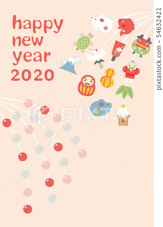 2020年的新年卡片模板 2020年的新年卡片模板 54632421