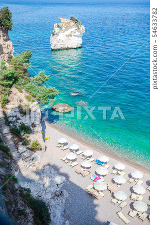 Beautiful beach in the reserve Gargano above view 54633782