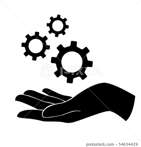 hand holding gear , engineer symbol hand holding gear , engineer symbol 54634429