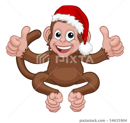 monkey in christmas hat