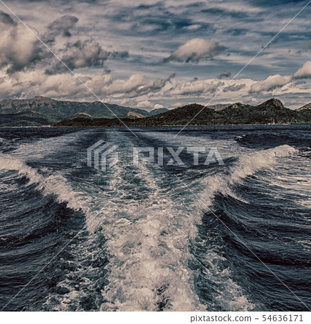 a view from  boat  and the pacific ocean 54636171