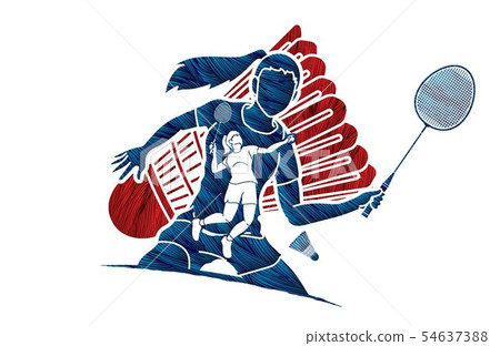 Badminton player action cartoon graphic vector. Badminton player action cartoon graphic vector. 54637388