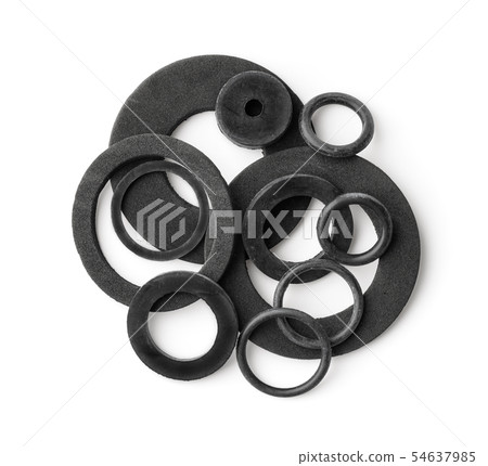 Top view of rubber gaskets and washers 54637985