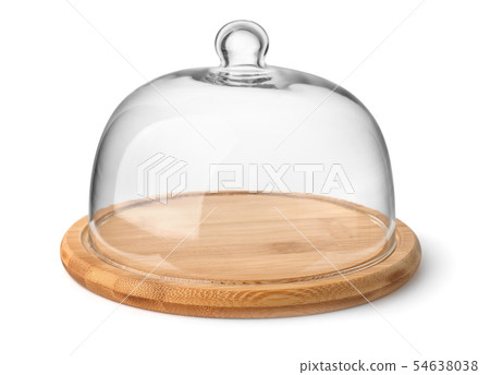 Wooden cheese board and glass dome Wooden cheese board and glass dome 54638038