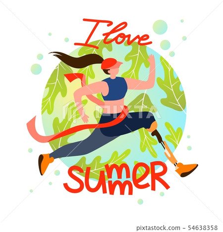 Sport Postcard I Love Summer Lettering Cartoon. Sport Postcard I Love Summer Lettering Cartoon. 54638358