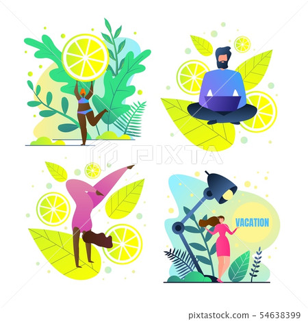 Set Freelancers on Vacation Vector Illustration. 54638399