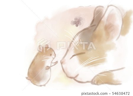 2020 New Year's card hamster and cat transparent 54638472