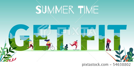 Get Fit Invitation Flat Advertising Sports Banner Get Fit Invitation Flat Advertising Sports Banner 54638802
