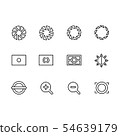 Photography and photo camera, video shooting icon simple symbols set. Photo camera settings 54639179