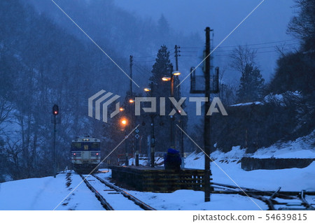 Ogawa River station in winter (Todami line) Ogawa River station in winter (Todami line) 54639815