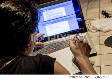 woman working at night woman working at night 54639826