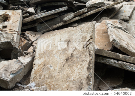 Heap of the damaged concrete blocks 54640002