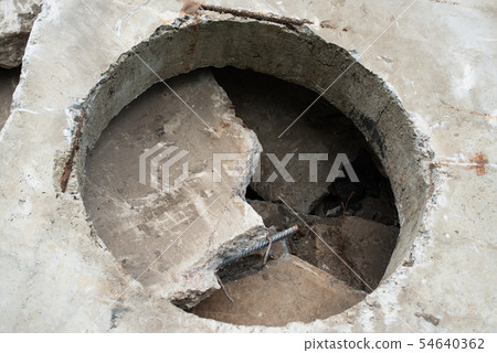 Concrete block with the manhole opening 54640362