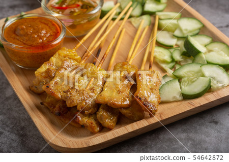 Pork Satay Thai Recipe. 54642872