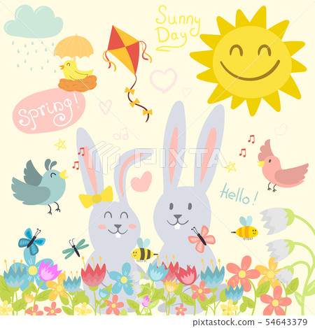 Spring natural floral background with blossom gardening beauty springtime design and nature grass 54643379