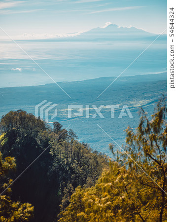 Aerial view of Rinjani volcano with forest in Bali 54644324