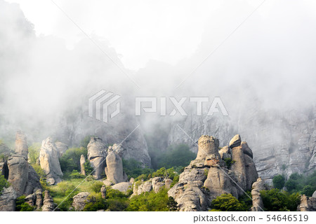 Valley of Ghosts of misty Demerdji mountain, Valley of Ghosts of misty Demerdji mountain, 54646519