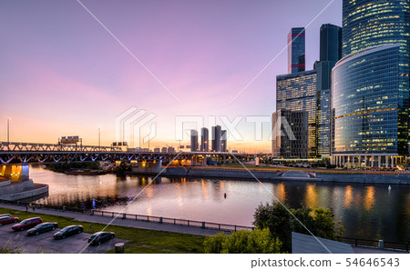 Panorama of Moskva River with skyscrapers and 54646543
