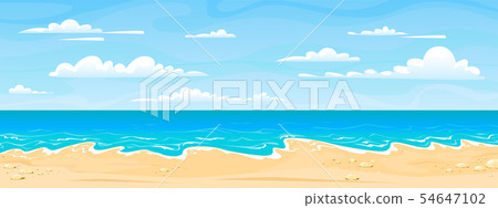Sea beach landscape. Cartoon summer sunny day,...-插圖素材 [54647102] - PIXTA圖庫