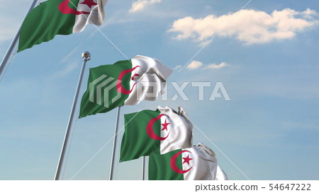 National flags of Algeria. 3D rendering National flags of Algeria. 3D rendering 54647222