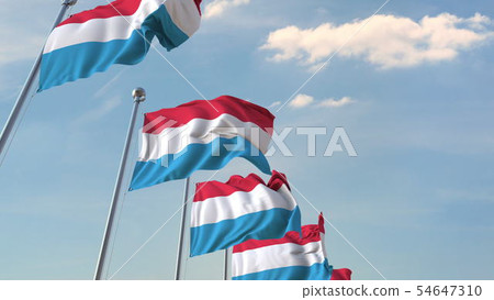 Flying flags of Luxembourg. 3D rendering Flying flags of Luxembourg. 3D rendering 54647310