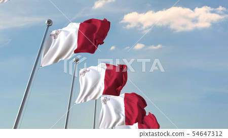Flying flags of Malta. 3D rendering 54647312