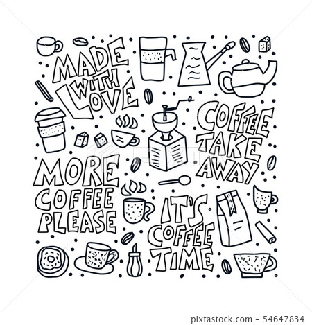 Coffee mugs with quotes. Vector illustration. Coffee mugs with quotes. Vector illustration. 54647834