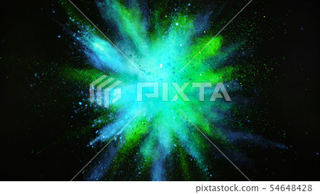 Explosion of colored powder on black background Explosion of colored powder on black background 54648428